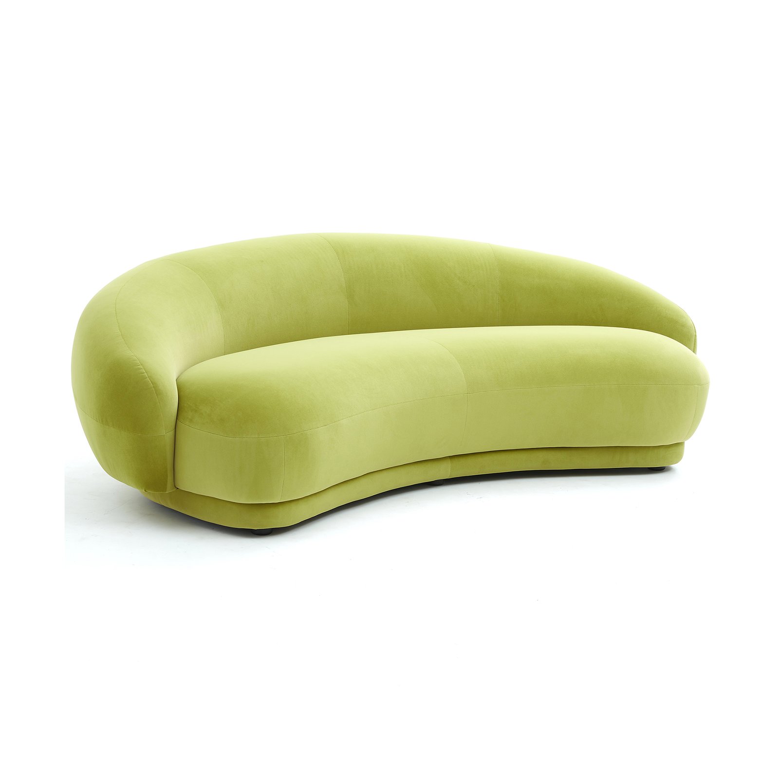 Julep Sofa _1 Julep Sofa with rounded backrest, sculptural curves, and soft fabric upholstery in modern minimalist style.