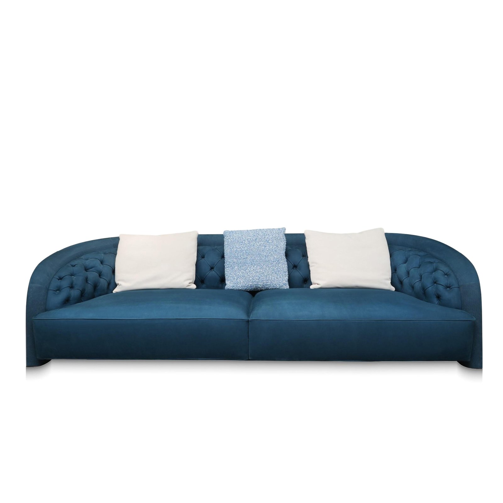 Luxury matte leather 2 seater couch with memory foam and winged armrests