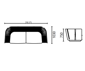 dimension drawing of Pink-Loveseat-Sofa