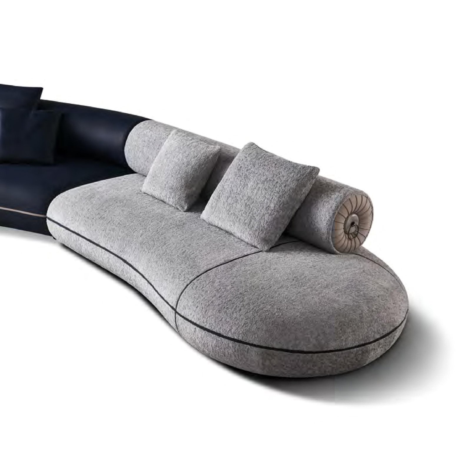 side view of Leather & Fabric sofa Modern Minimalist