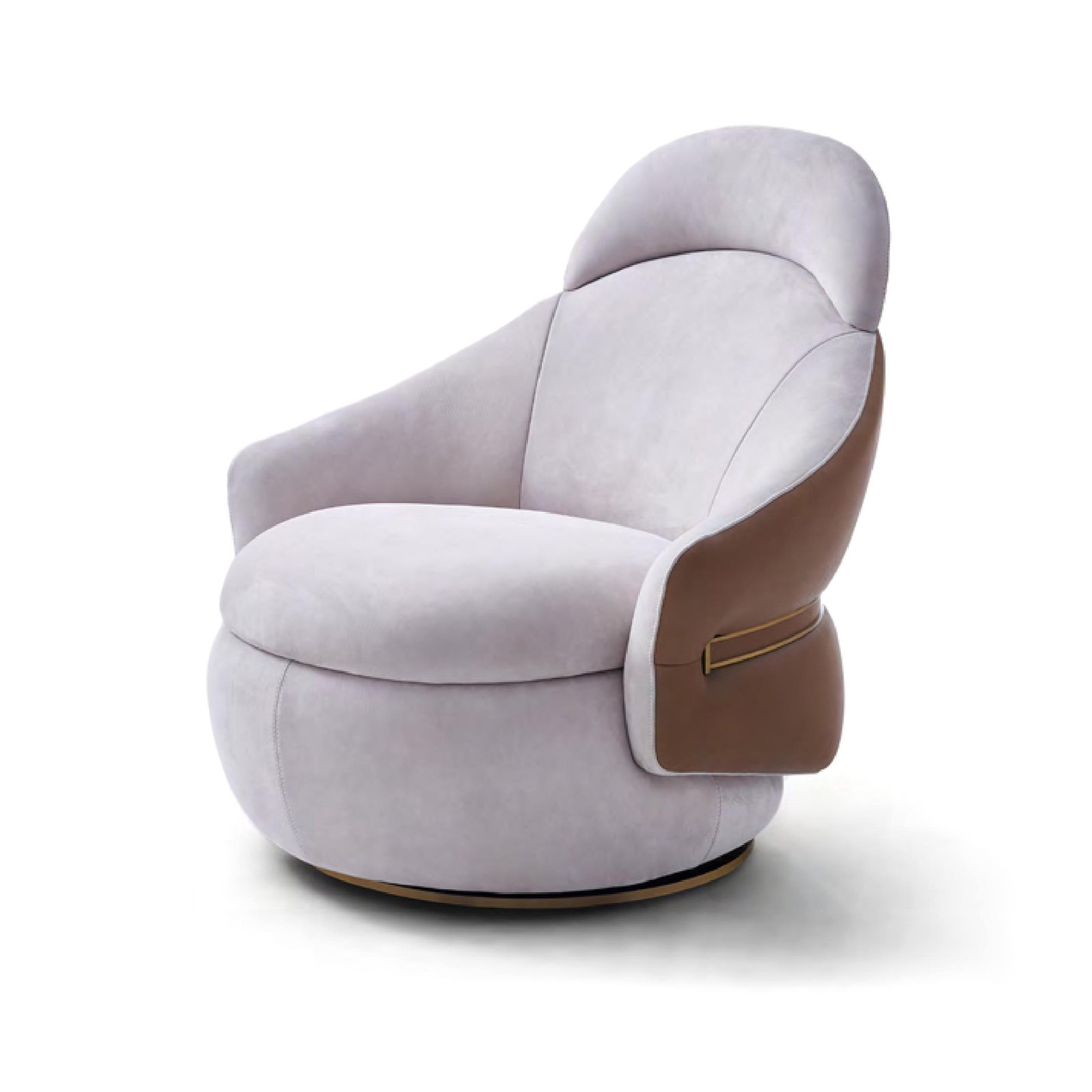 Luxury modern Italian leather armchair in light gray and brown