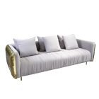 Imperfectio Sofa with raw cast brass frame and upholstered velvet seat