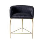 Chandra Bar Stool with polished brass frame and curved upholstered seat