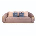 SOLEIL Sofa with gold sculpted base and curved velvet upholstered body
