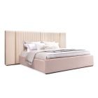 Luxury Premium leather bed with tall vertical headboard and brass accents – Kalyste