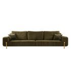 Luxury nubuck leather sofa with brass frame lines and brass legs – Kalyste