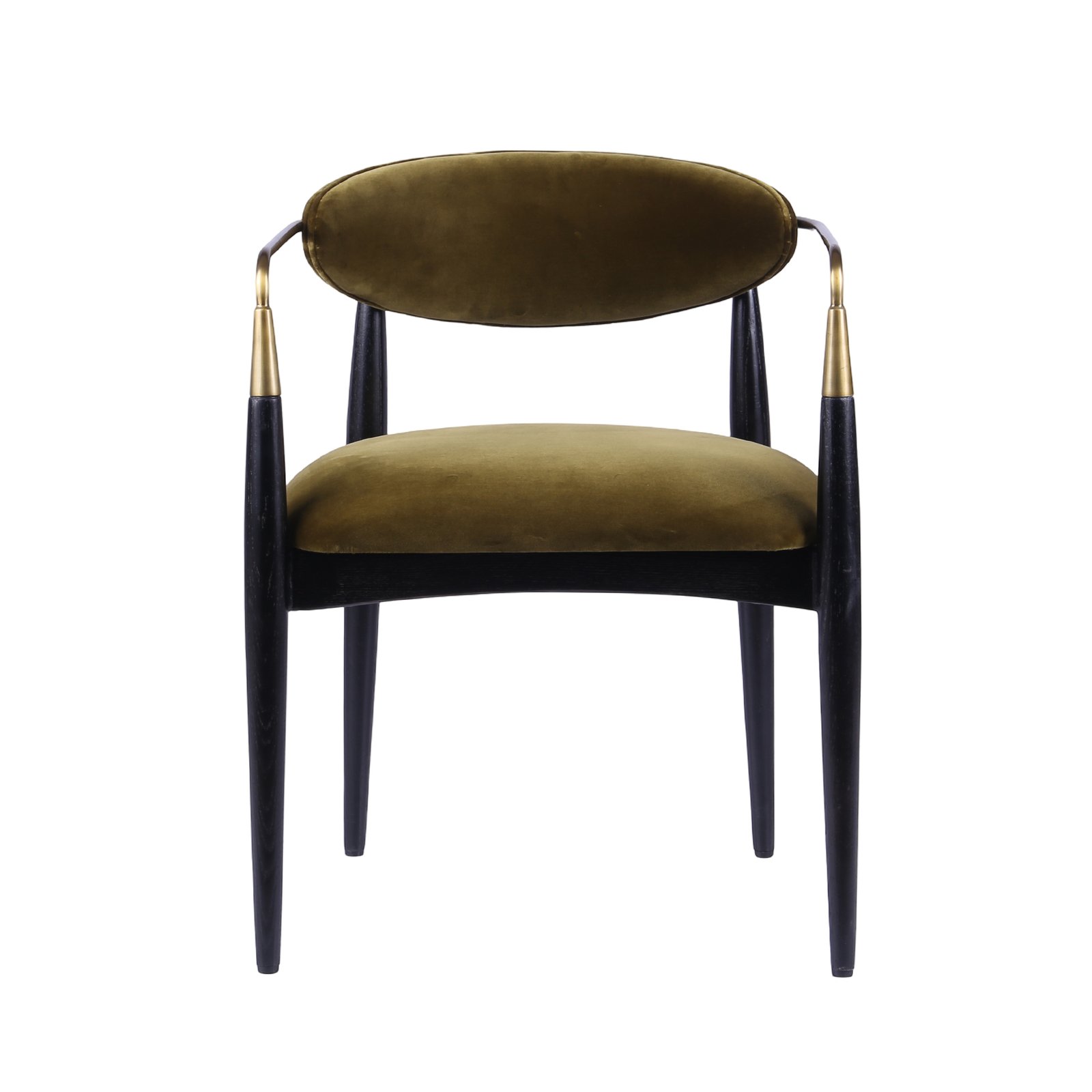 Premium Dining Chair – Brass, Beechwood & Leather Elegance_1 Luxury dining chair with brass frame, beechwood legs, and leather upholstery