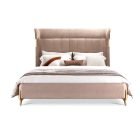 Double luxury bed with high curved nubuck headboard and brass legs – Kalyste