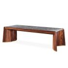 High end office desk with rosewood curved legs, natural marble top, and brass base – Kalyste