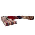 Modular Mah Jong Sofa with floor seating and custom fabric upholstery