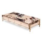 Upscale coffee table in marble, brass, and crocodile embossed leather – Kalyste