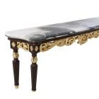Side vew of A Hand Painted European Classical Console Table with sculptured detail and marble countertop