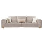 Luxury velvet sofa in nubuck leather with brushed brass legs