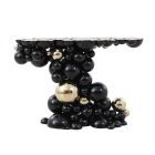 Detail of Newton Console Table black lacquer and gold-plated spheres