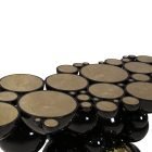 Counter top Detail of Newton Console Table black lacquer and gold-plated spheres