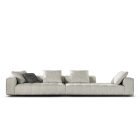 Good Man Sofa in light fabric with modular sectional design and oversized cushions.