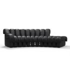 Snake Sofa modular black leather design with sculptural connected seating units.