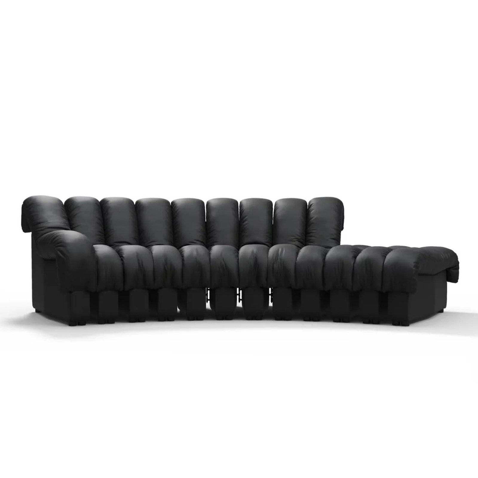 KS9245_Snake Sofa_1 Snake Sofa modular black leather design with sculptural connected seating units.