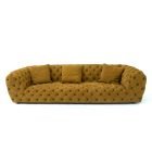 Chester Moon Sofa by Baxter with deep tufted natural leather and rounded sculptural design.