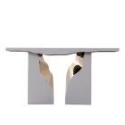 Luxury Lapiaz console table in polished chrome stainless steel with gold interior design for modern entrance