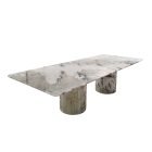 Marble Dining Table for 8 with Gold Stainless Steel Base